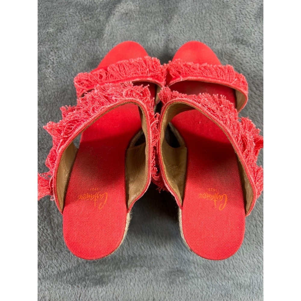 Castaner Fringe Espadrille Sandals 39/9 Red Wedge Slip On Shoes - Picture 5 of 12